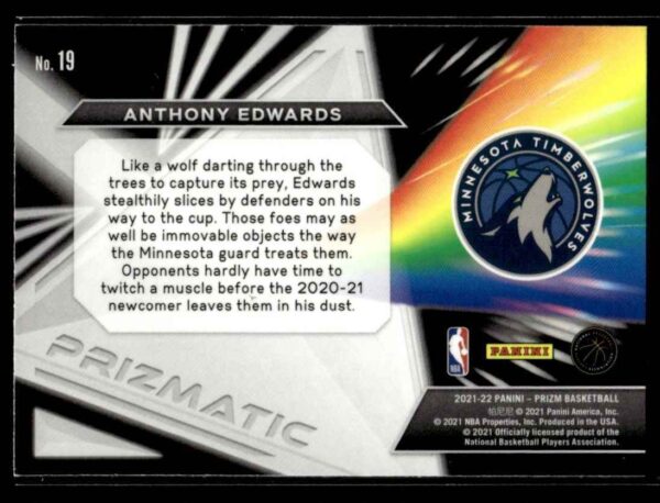 2021-22 Panini Prizm Prizmatic Anthony Edwards Minnesota Timberwolves #19