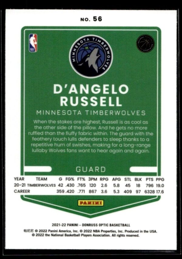 2021-22 Donruss Optic D'Angelo Russell Minnesota Timberwolves #82