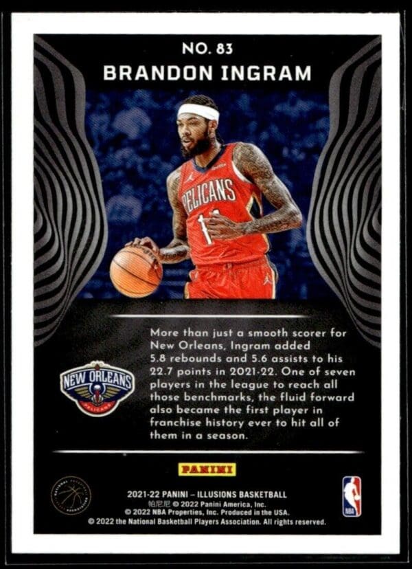 _10 2021-22 Panini Illusions Brandon Ingram New Orleans Pelicans #83