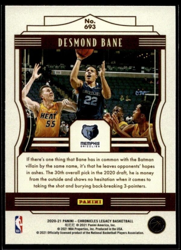 _10 2020-21 Panini Chronicles Fleer Legacy Desmond Bane Rookie Memphis Grizzlies