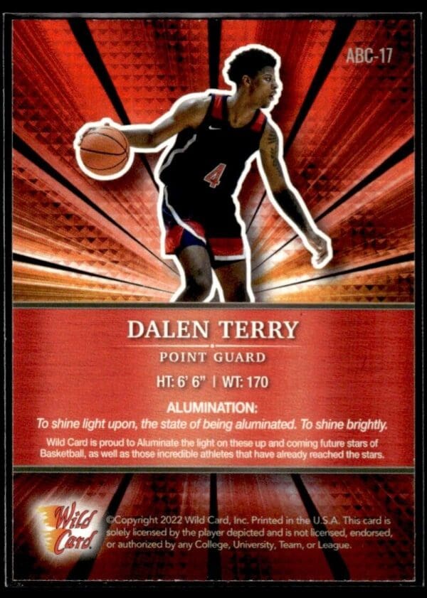 _10 2021 Wild Card Alumination #ABC-17 Dalen Terry
