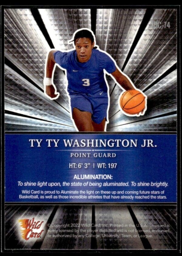 2021 Wild Card Alumination  #ABC-74 Ty Ty Washington