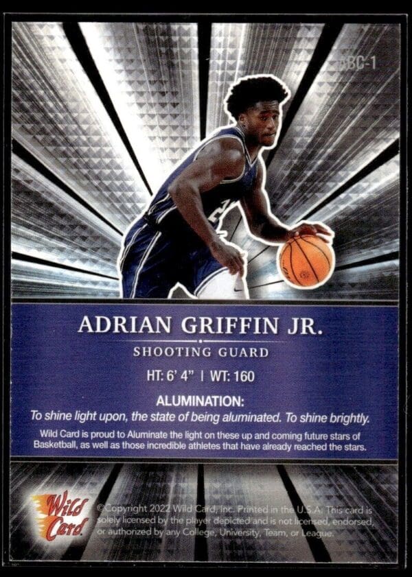 2021 Wild Card Alumination  #ABC-1 Adrian Griffin Jr.