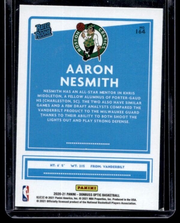 _10 2020 Donruss Optic Boston Celtics #164 Aaron Nesmith RC Rookie