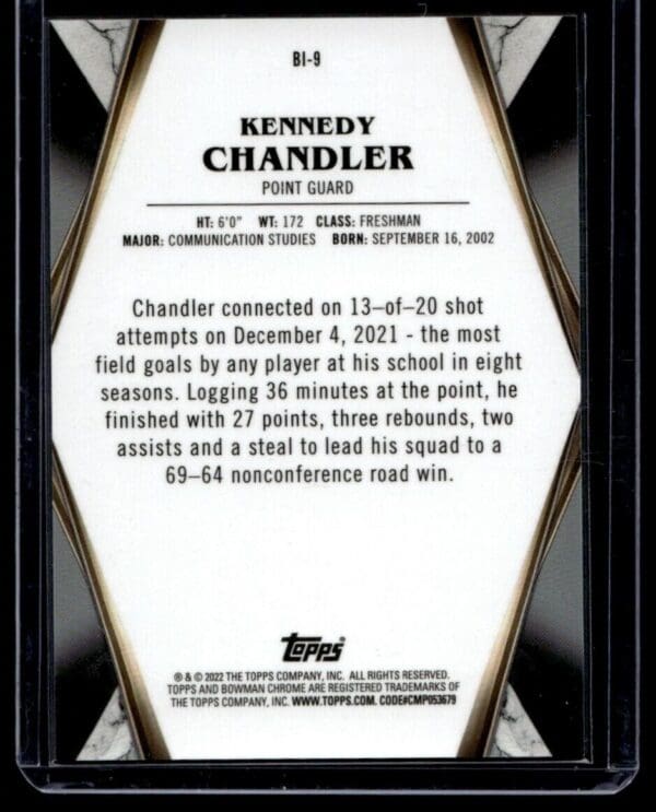 2021 Bowman University  #BI-9 Kennedy Chandler Refractor