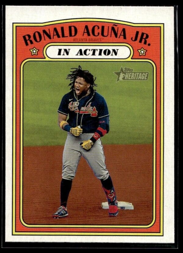 2021 Topps Heritage in Action Atlanta Braves #300 Ronald Acuña Jr.