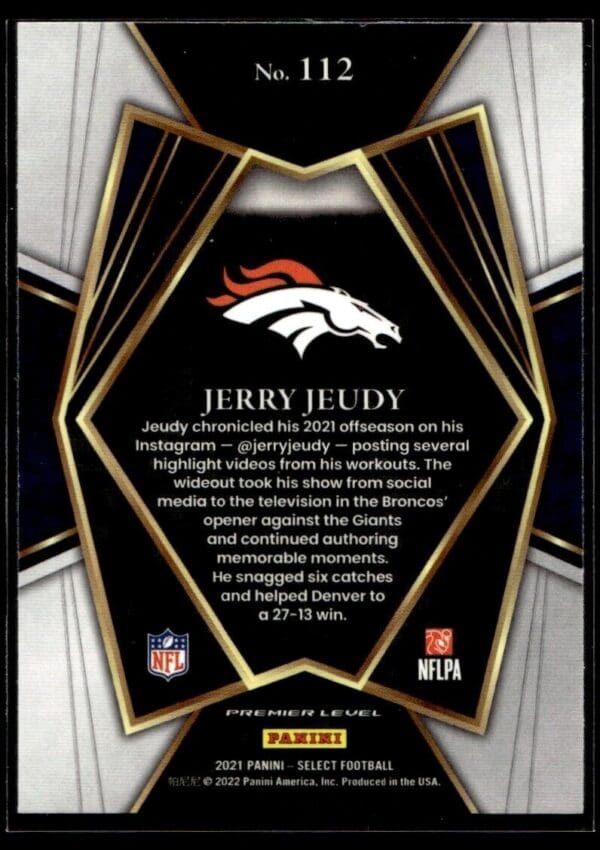 2021 Panini Select Denver Broncos #112 Jerry Jeudy