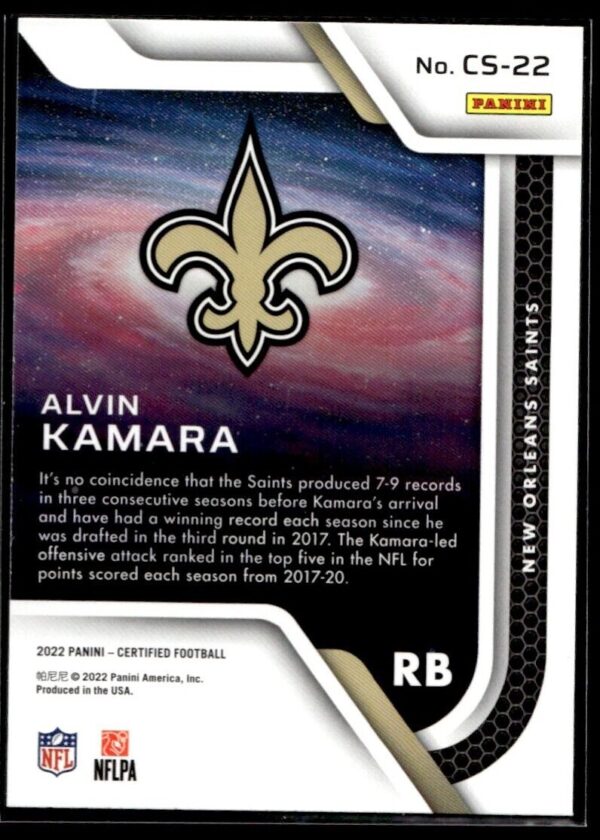 2022 Panini Certified Stars New Orleans Saints #CS-22 Alvin Kamara