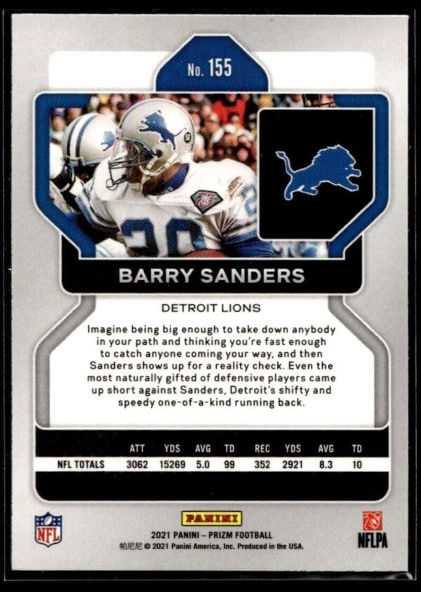 2021 Panini Prizm Detroit Lions #155 Barry Sanders