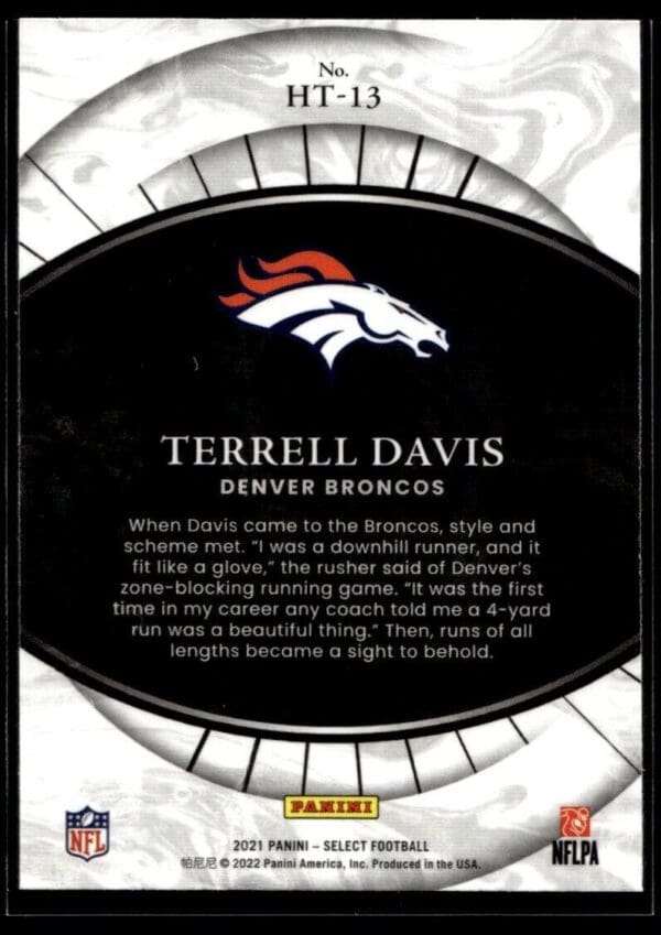 _10 2021 Panini Select Hidden Talents Denver Broncos #HT-13 Terrell Davis