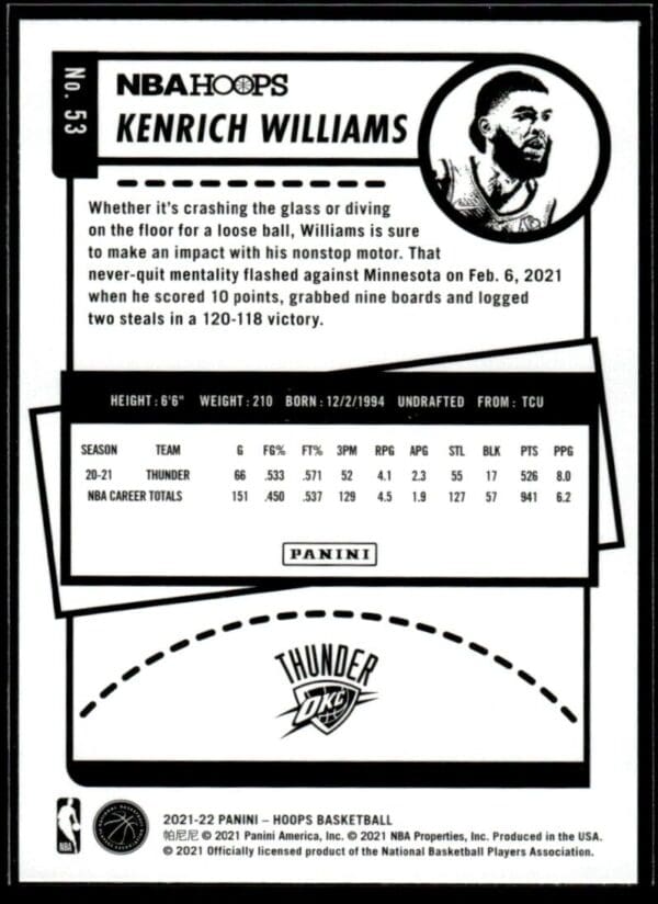 2021 NBA Hoops Oklahoma City Thunder #53 Kenrich Williams