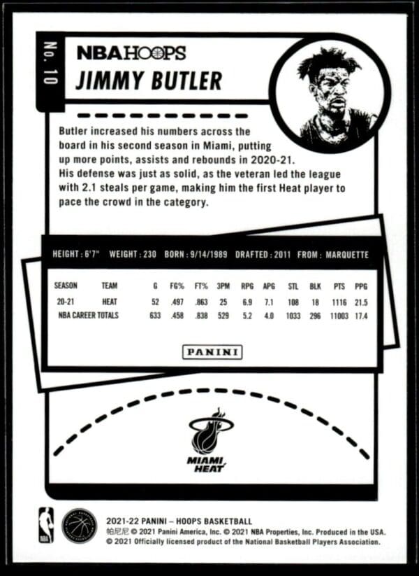2021 NBA Hoops Miami Heat #10 Jimmy Butler