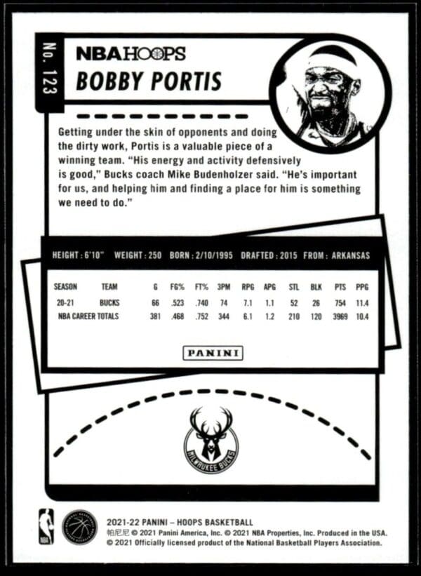 _10 2021 NBA Hoops Milwaukee Bucks #123 Bobby Portis