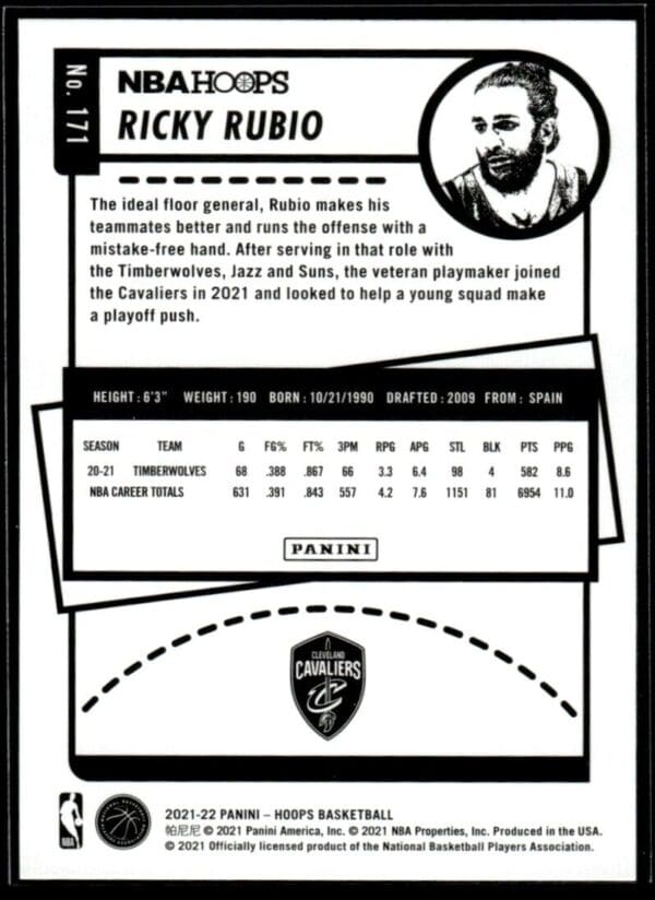 2021 NBA Hoops Cleveland Cavaliers #171 Ricky Rubio