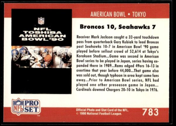 _10 1990 Pro Set Super Bowl 160 Denver Broncos/Seattle Seahawks #783 American Bowl: