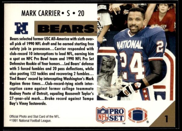 1991 Pro Set Chicago Bears #1A Mark Carrier