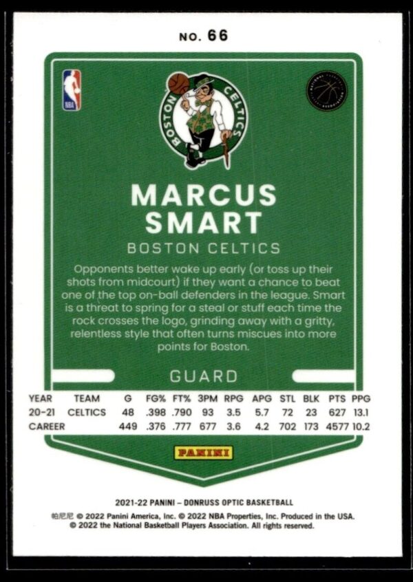 2021 Donruss Optic Boston Celtics #66 Marcus Smart