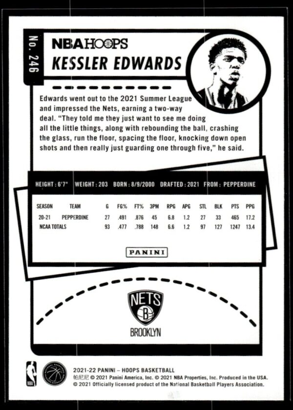 _10 2021 NBA Hoops Brooklyn Nets #246 Kessler Edwards RC Rookie