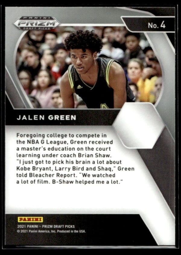 _10 2021 Panini Prizm Draft Picks Houston Rockets #4 Jalen Green
