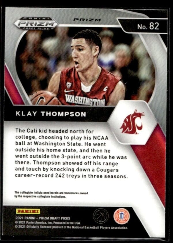 2021 Panini Prizm Draft Picks Washington State Cougars #82 Klay Thompson Orange