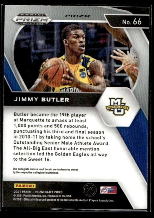 2021 Panini Prizm Draft Picks Marquette Golden Eagles #66 Jimmy Butler Orange Ic