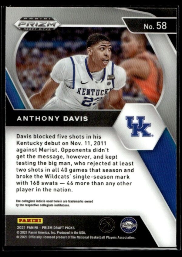 2021 Panini Prizm Draft Picks Kentucky Wildcats #58 Anthony Davis