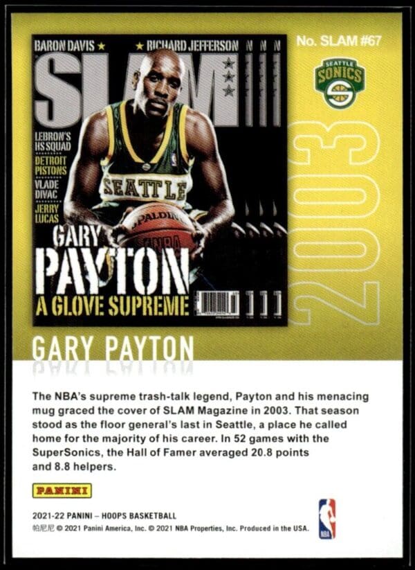 _10 2021 Hoops Slam Seattle SuperSonics #SLAM #67 Gary Payton