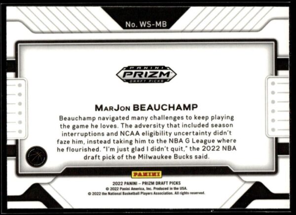 2022 Panini Prizm Draft Picks  #WS-MB MarJon Beauchamp Widescreen