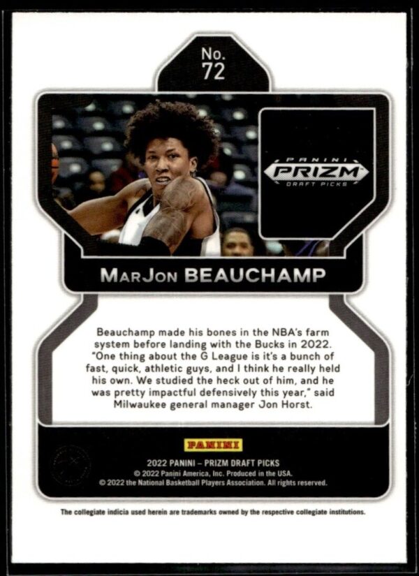 2022 Panini Prizm Draft Picks  #72 MarJon Beauchamp RC Rookie