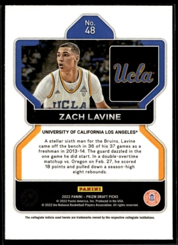 2022 Panini Prizm Draft Picks UCLA #48 Zach LaVine