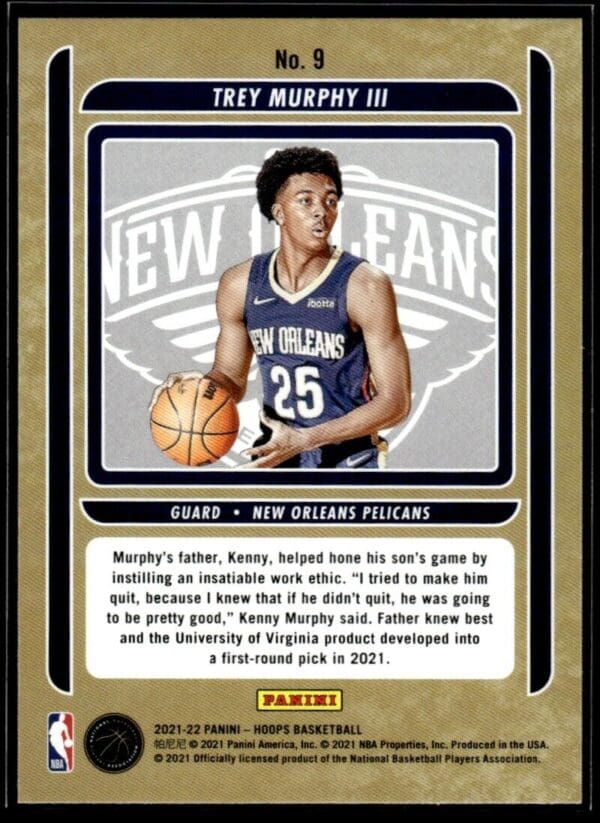 _10 2021 Hoops Class of 2021 New Orleans Pelicans #9 Trey Murphy III