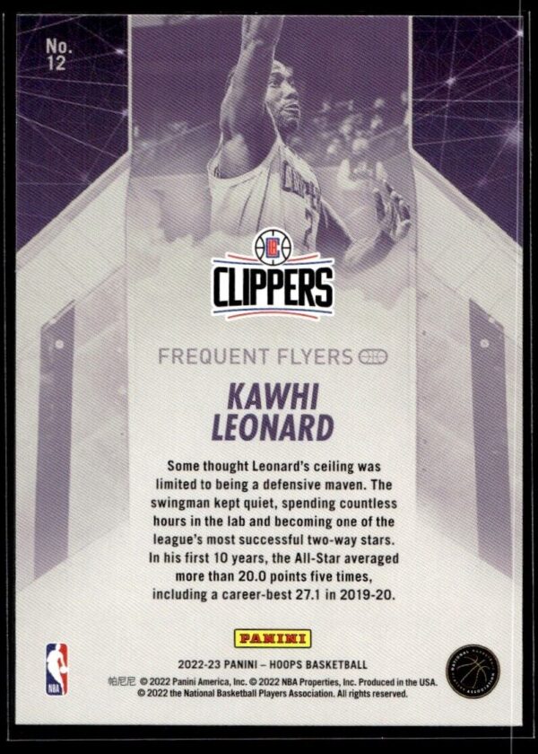 _10 2022 Hoops Frequent Flyers Los Angeles Clippers #12 Kawhi Leonard