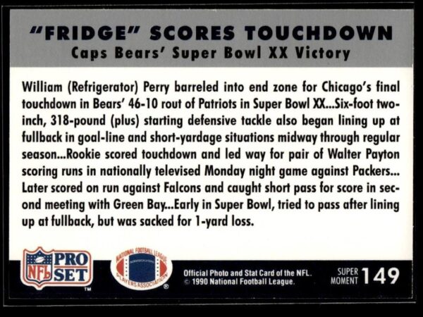 _10 1990 Pro Set Super Bowl 160 Fridge Score Touchdown #149 Super Bowler