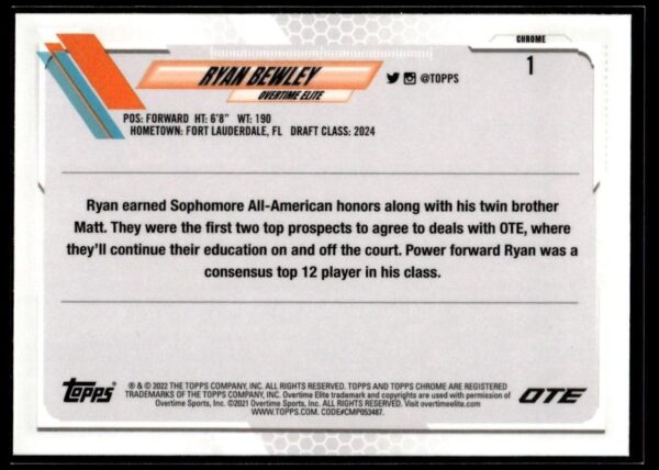2021 Topps Overtime Elite Chrome  #1 Ryan Bewley