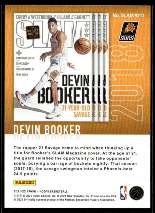 _10 2021 NBA Hoops Slam Phoenix Suns #213 Devin Booker