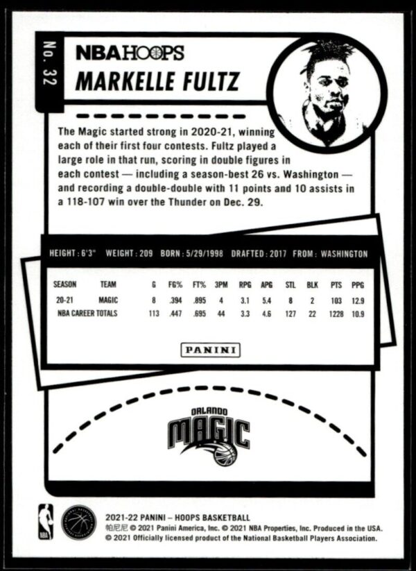 2021 Hoops Orlando Magic #32 Markelle Fultz Purple