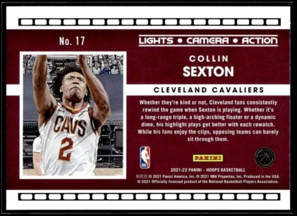 2021 Hoops Lights Camera Action Cleveland Cavaliers #17 Collin Sexton