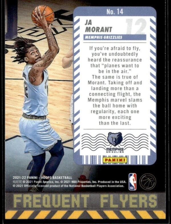 2021 Hoops Frequent Flyers Memphis Grizzlies #14 Ja Morant