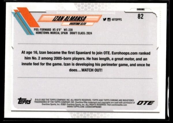 2021 Topps Overtime Elite Chrome  #82 Izan Almansa