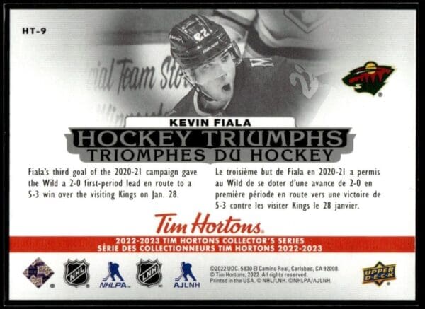 2021 Upper Deck Tim Hortons Hockey Triumphs Minnesota Wild #HT-9 Kebin Fiala