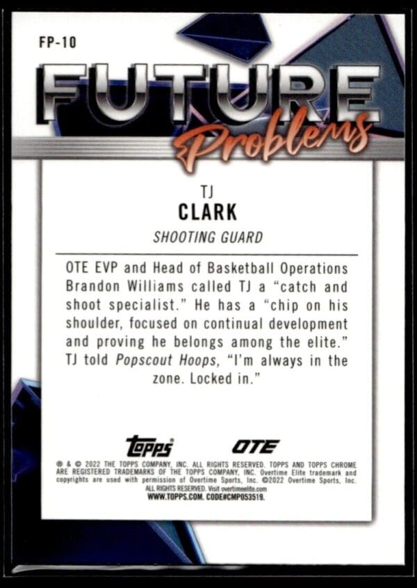 2021 Topps Overtime Elite Chrome  #FP-10 Tj Clark Future Problems