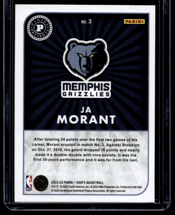 2022 Hoops Panini Presents Memphis Grizzlies #3 Ja Morant