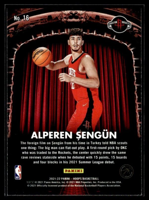 2021-22 Hoops Now Playing Alperen Sengun Houston Rockets #16