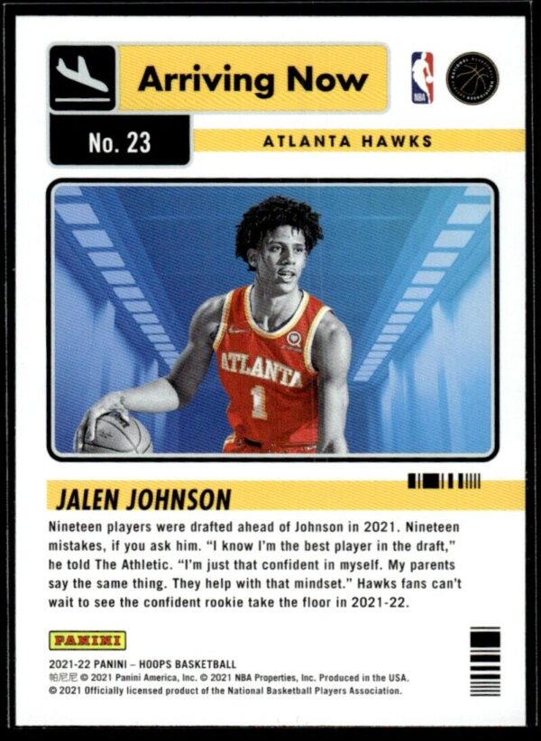 _10 2021-22 Hoops Arriving Now Jalen Johnson Rookie Atlanta Hawks #23