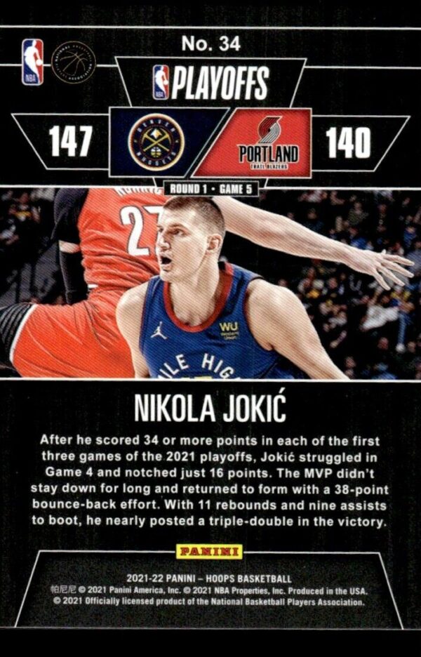 _10 2021-22 Hoops Road to the Finals Second Round Nikola Jokic 104/999 Denver