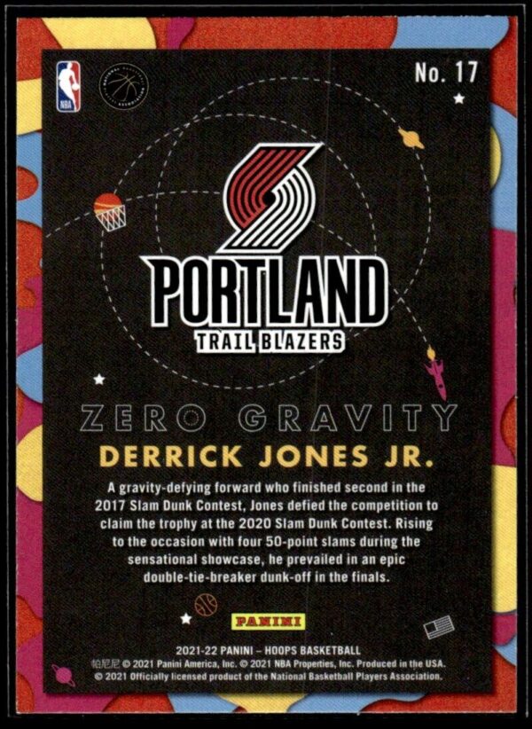 2021-22 Hoops Zero Gravity Derrick Jones Jr. Portland Trail Blazers #17