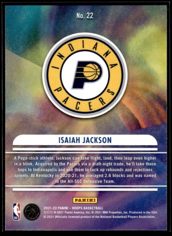 2021-22 Hoops We Got Next Isaiah Jackson Rookie Indiana Pacers #22