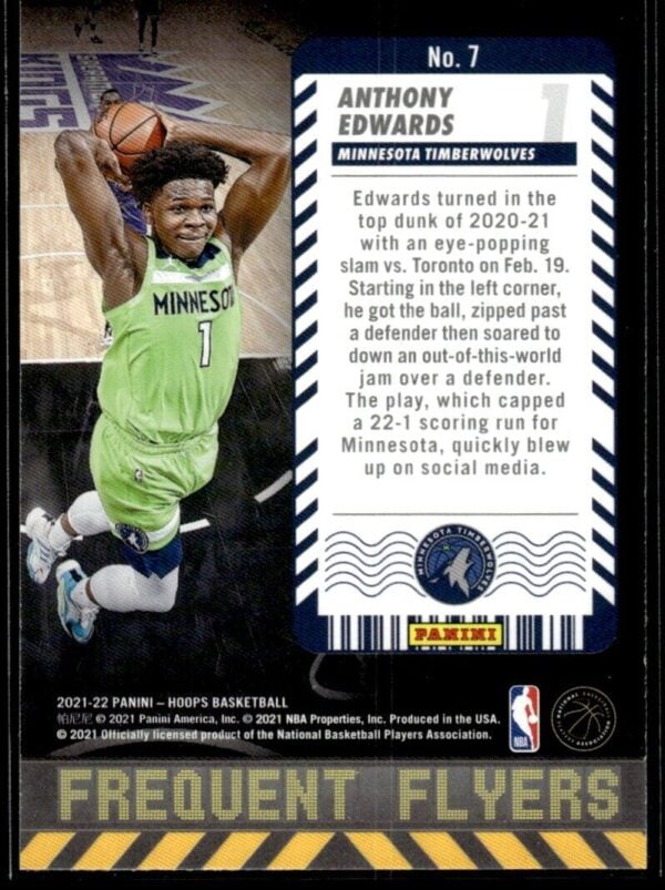 _10 2021-22 Hoops Frequent Flyers Anthony Edwards Minnesota Timberwolves #7