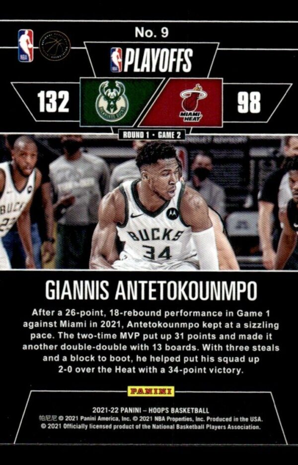 2021-22 Hoops Road to the Finals Second Round Giannis Antetokounmpo 1417/2021