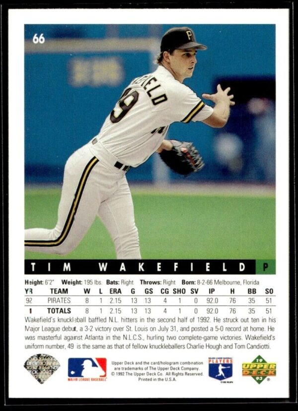 1993 Upper Deck Pittsburgh Pirates #66 Tim Wakefield